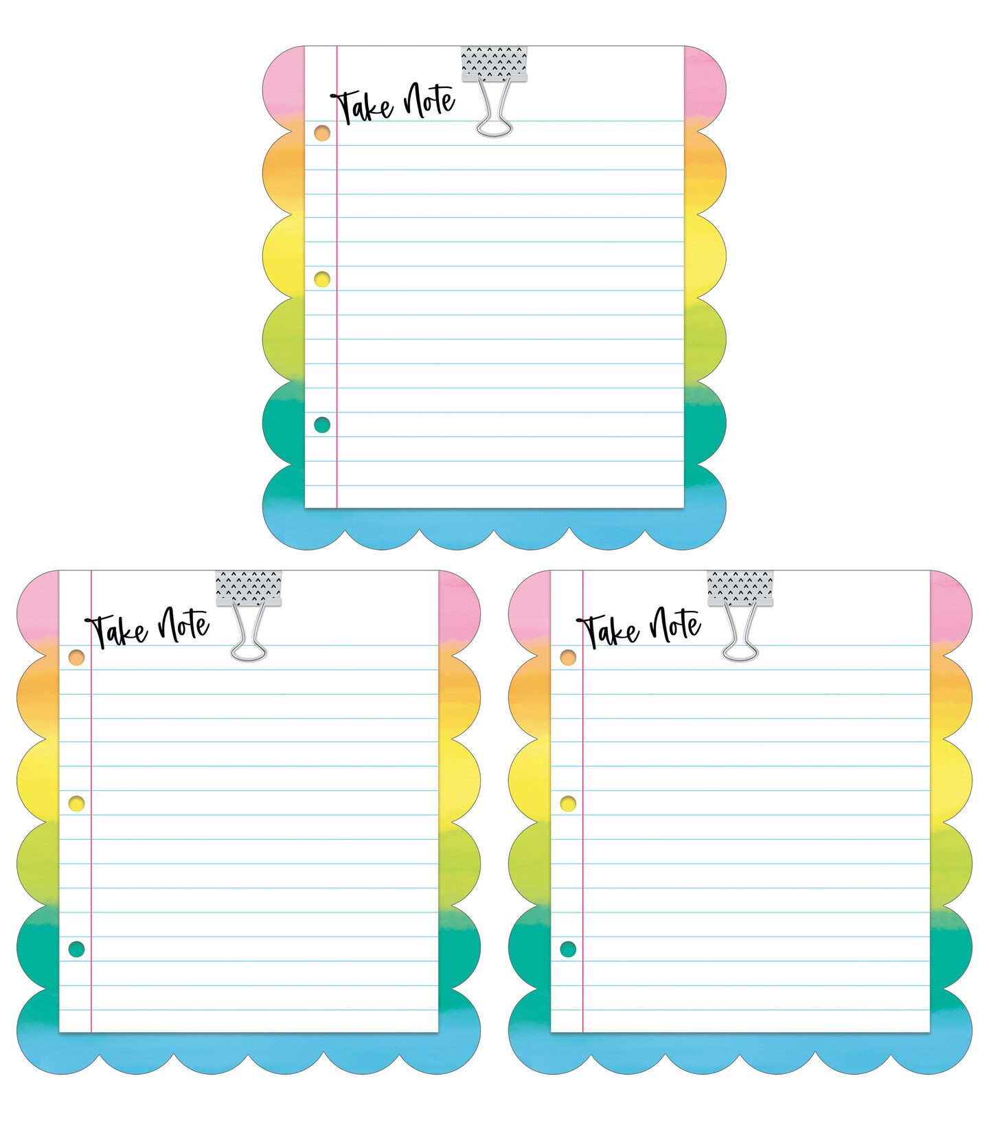 Carson Dellosa Creatively Inspired Notepad 3-Pack, 5.75&#x22; x 6.25&#x22; Boho Rainbow Note Pad Set, To Do List, Checklist, Grocery List Organizer, Teacher Supplies for Classroom Organization (50 sheets each)