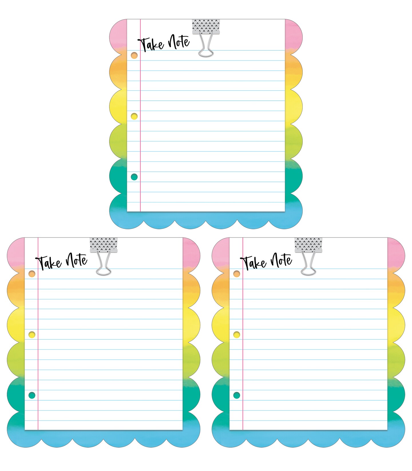 Carson Dellosa Creatively Inspired Notepad 3-Pack, Rainbow Note Pads for Goals, To Do List, Checklist, Notes, and Classroom Organization Stationary, Desk Accessories and Office Supplies