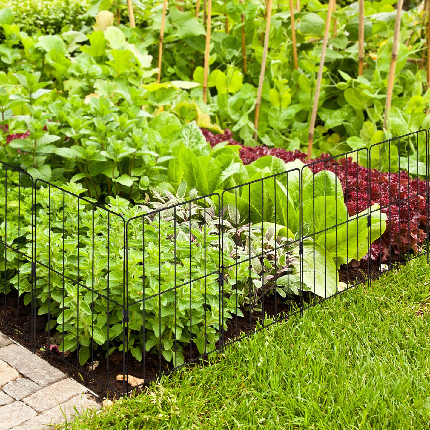 Costway 25 Pcs Decorative Garden Fence Rustproof Folding Metal Wire Animal Barrier