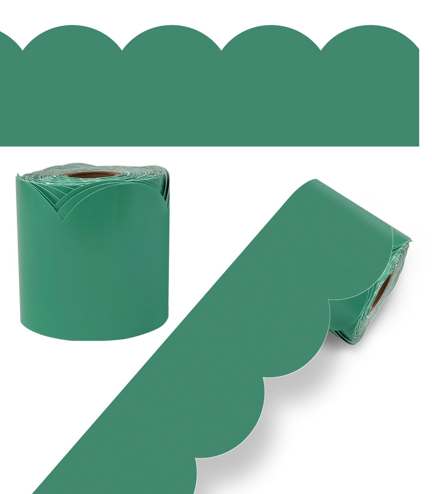 Carson Dellosa Grow Together 65Ft of Jade Green Bulletin Board Borders, 1 Roll of Scalloped Trim for Rolling Whiteboard, Cork and Posterboard, St Patricks Day, Christmas Decorations, Classroom Decor