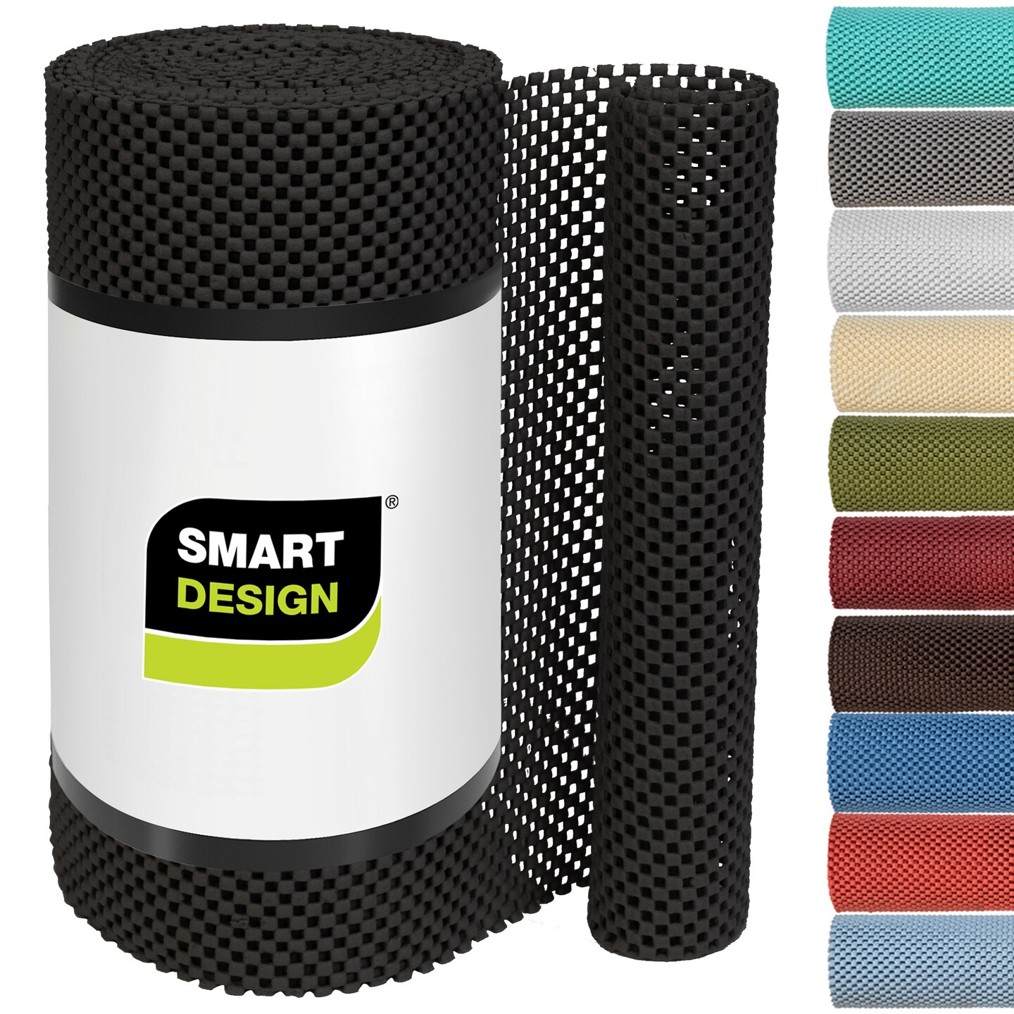 Smart Design Premium Grip Shelf Liner - 18 Inch x 8 Feet - Black