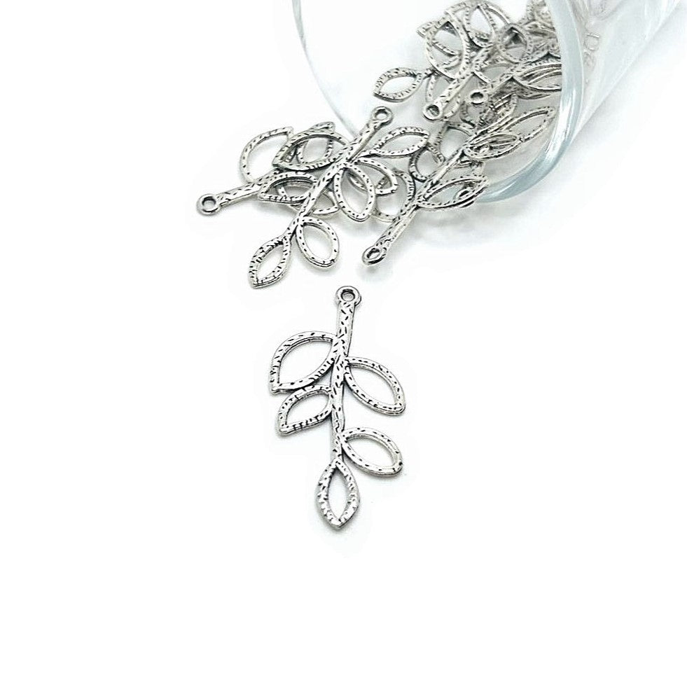 4, 20 or 50 Pieces: Silver Tree Branch Connector Charms
