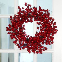 22&#x22; Red Hawthorn Berry Wreath with Realistic Berries by Floral Home&#xAE;