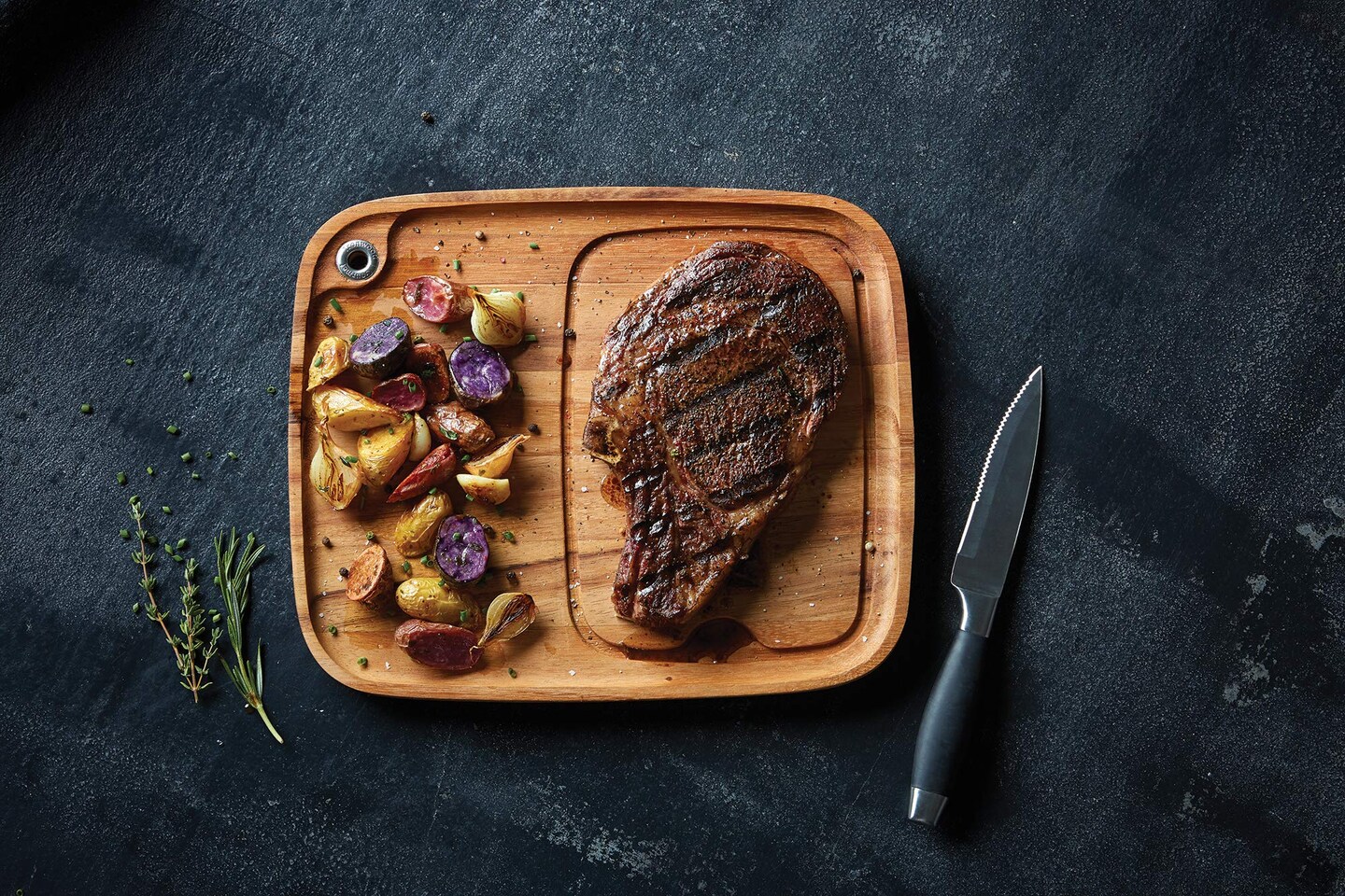 Wooden Steak Plate with Cow Engraving