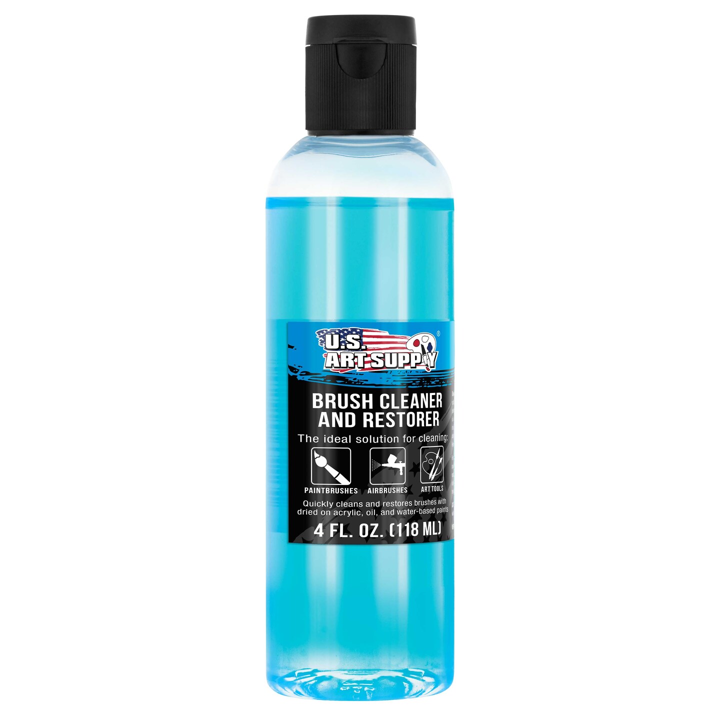 U.S. Art Supply Brush Cleaner and Restorer, 4 oz Cleans Paint Brushes