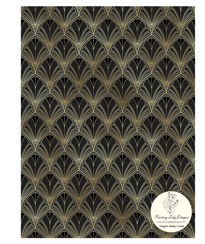 ART DECO - Decoupage and Mixed Media Art Paper in Elegant Black and Gold