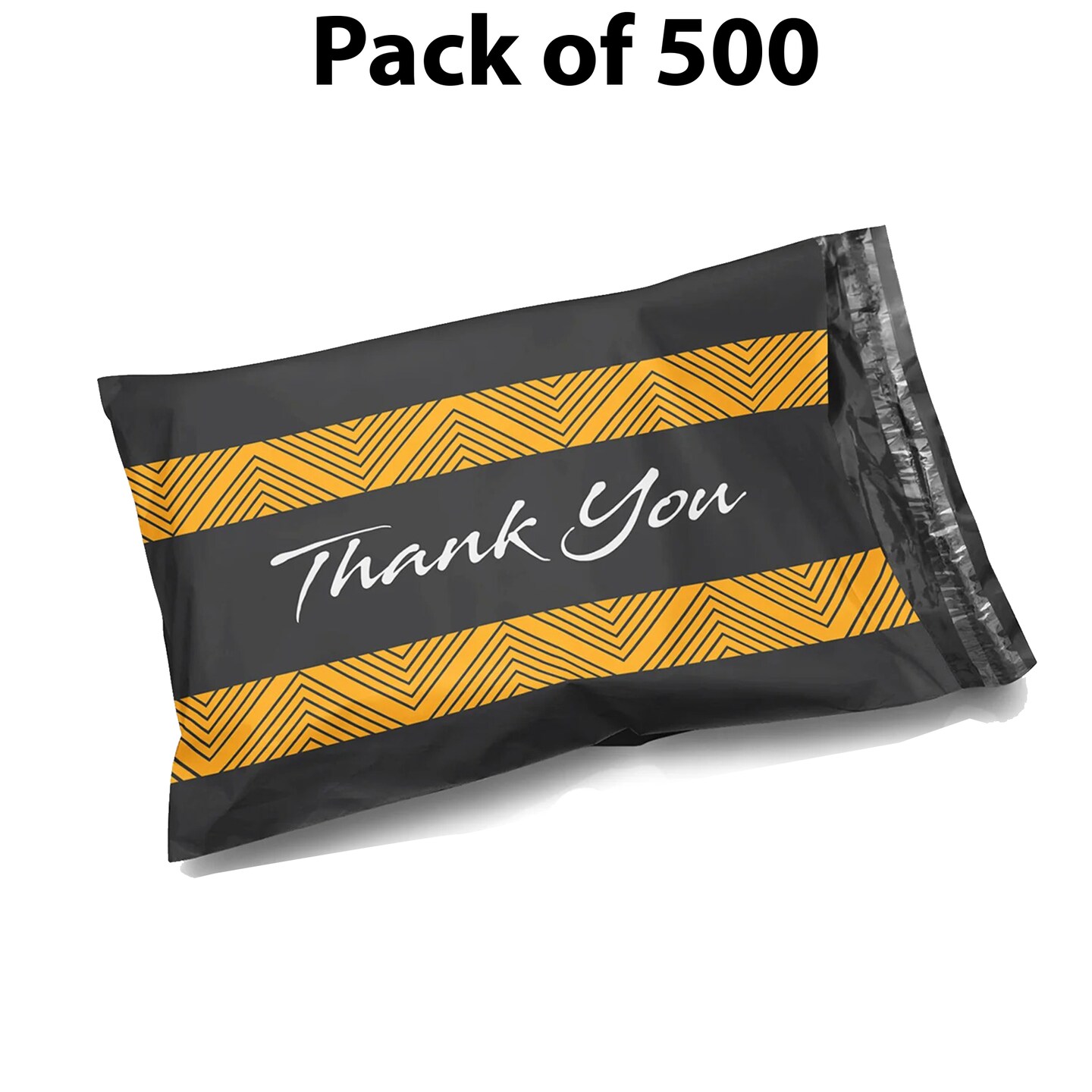 10 x 13 Glossy Black Decorative Thank You Plastic Poly Mailer Bags Waterproof Shipping Mailing Envelope 2 Mil for Apparel, Clothes, Shirts, Books – Permanent Adhesive Seal