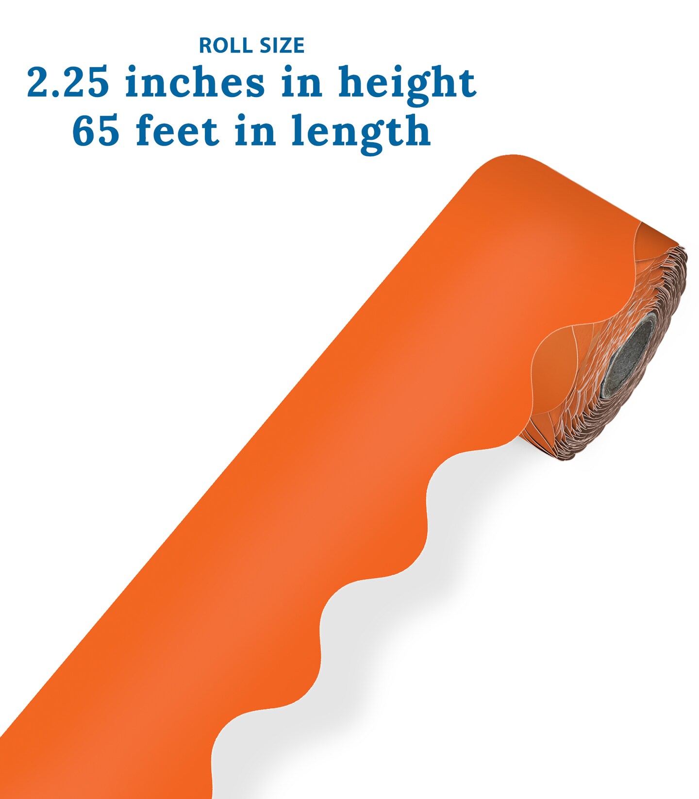 Carson Dellosa 65Ft of Orange Bulletin Board Borders, 1 Roll of Scalloped Trim for Rolling Whiteboard, Cork and Posterboard, Halloween, Party Decorations, and Classroom Decor