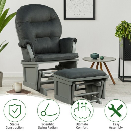 Baby Nursery Wooden Rocking Chair with Armrests and Cushion