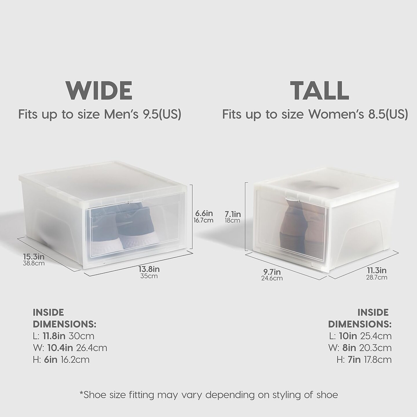 IRIS USA Front Entry Stackable Shoe Storage Box, Shoes Organizer