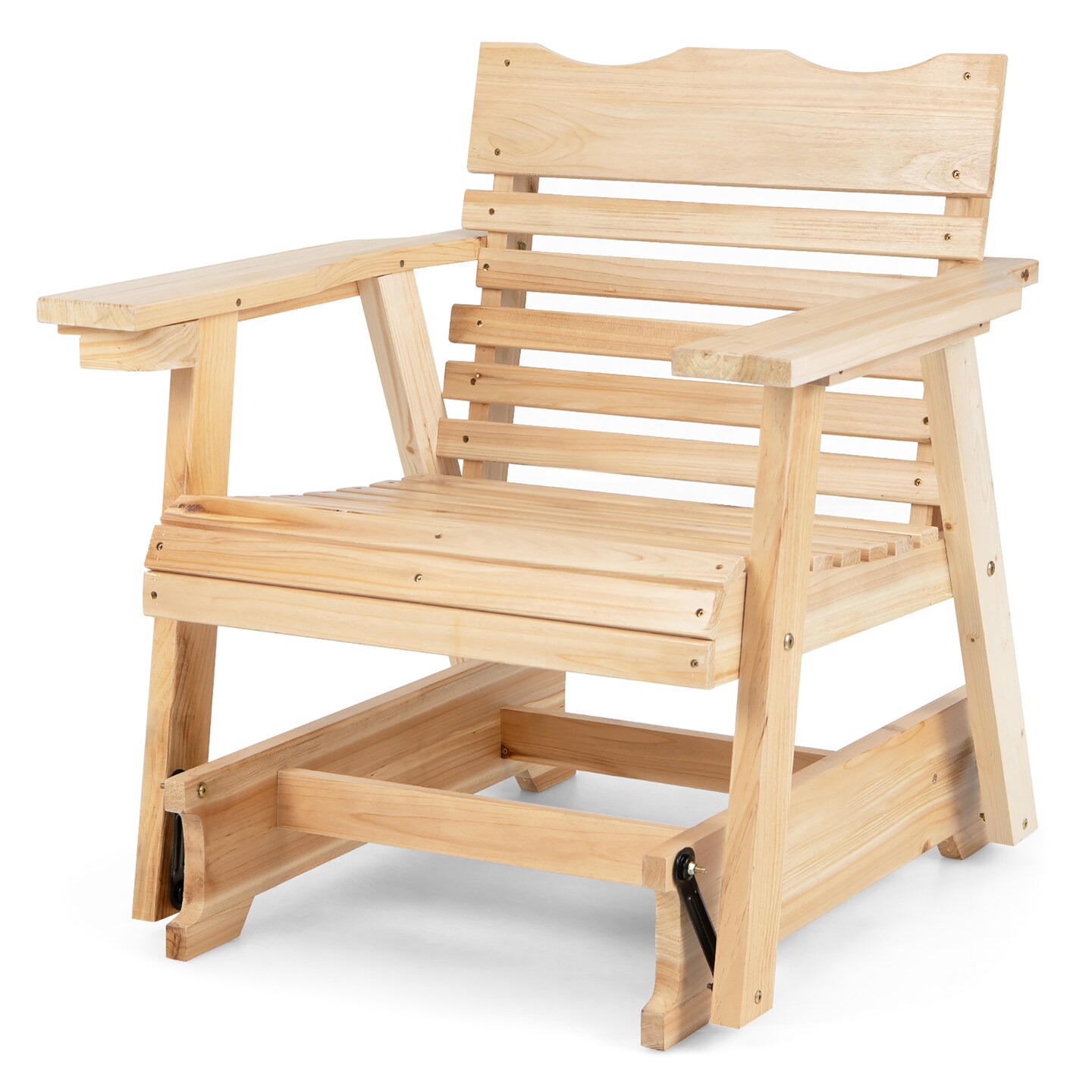 Costway Patio Outdoor Wood Slat Rocking Chair Porch Rocker Curved Seat 330 Lbs