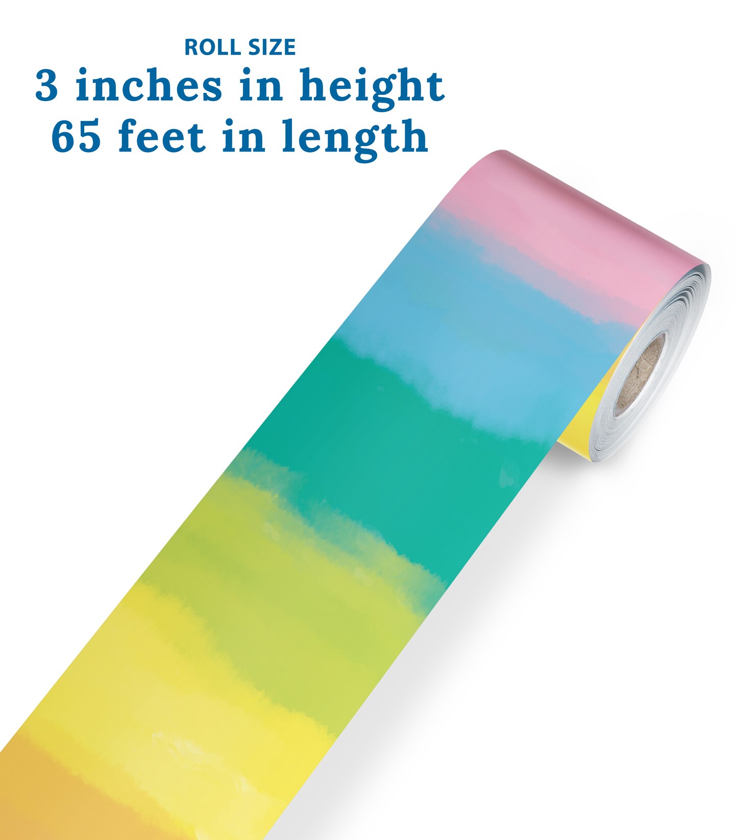 Carson Dellosa Creatively Inspired 65Ft of Watercolor Rainbow Bulletin Board Borders, 1 Roll of Colorful Trim for Rolling Whiteboard, Cork and Posterboard, Party Decorations, and Classroom Decor