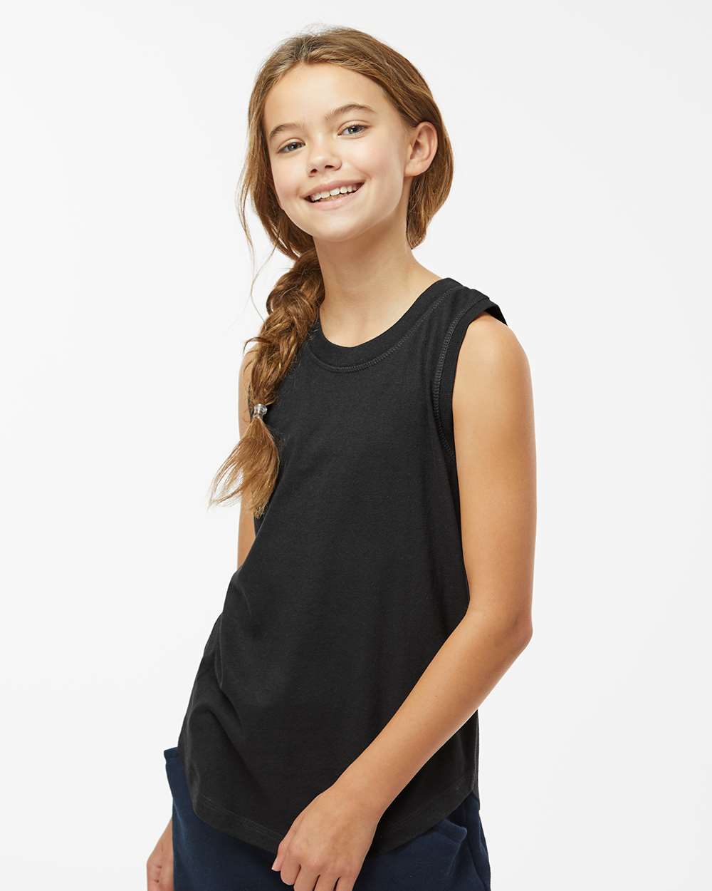 LAT® Girls' Relaxed Fine Jersey Crewneck Sleeve less Tank - 2692