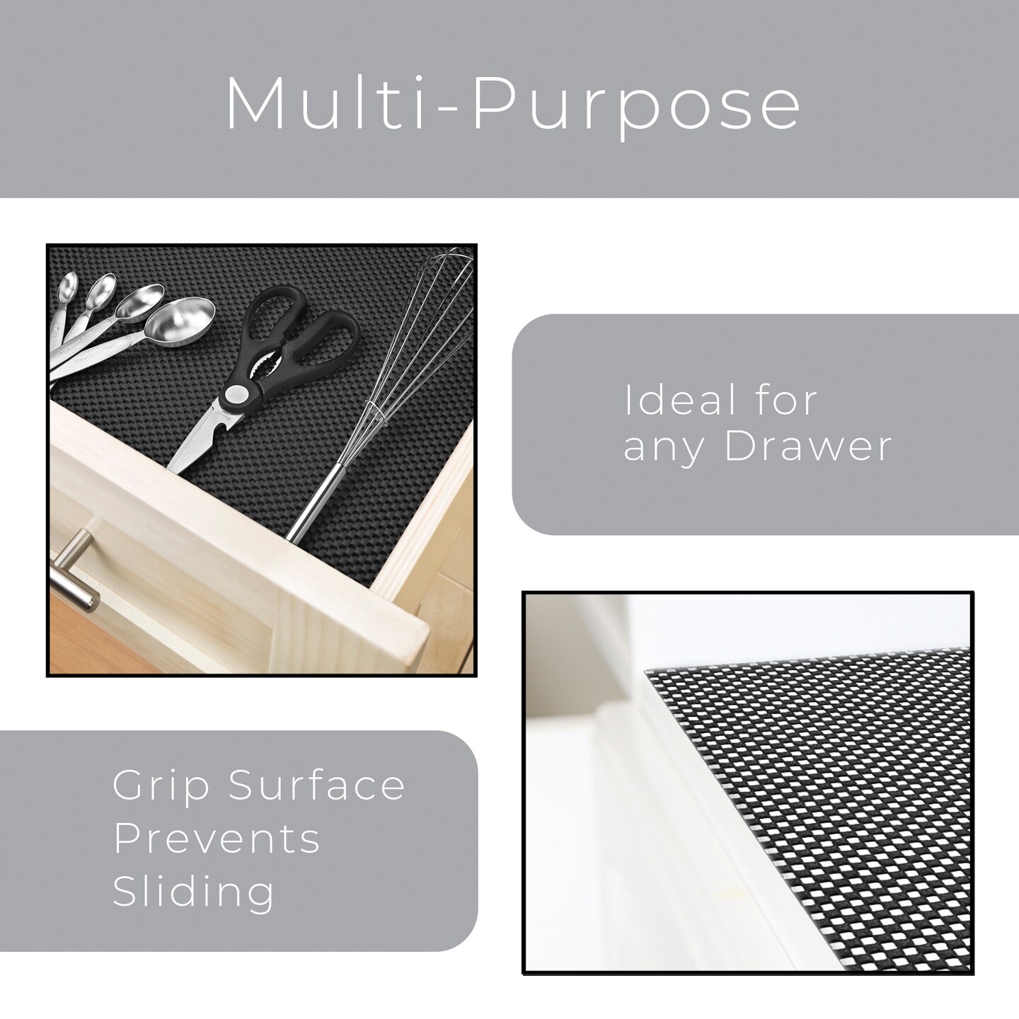 Smart Design Premium Grip Shelf Liner - 18 Inch x 8 Feet - Black