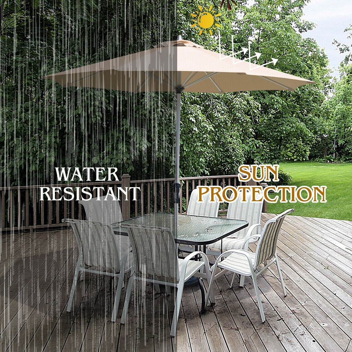 9 Feet Patio Outdoor Market Umbrella with Aluminum Pole without Weight Base