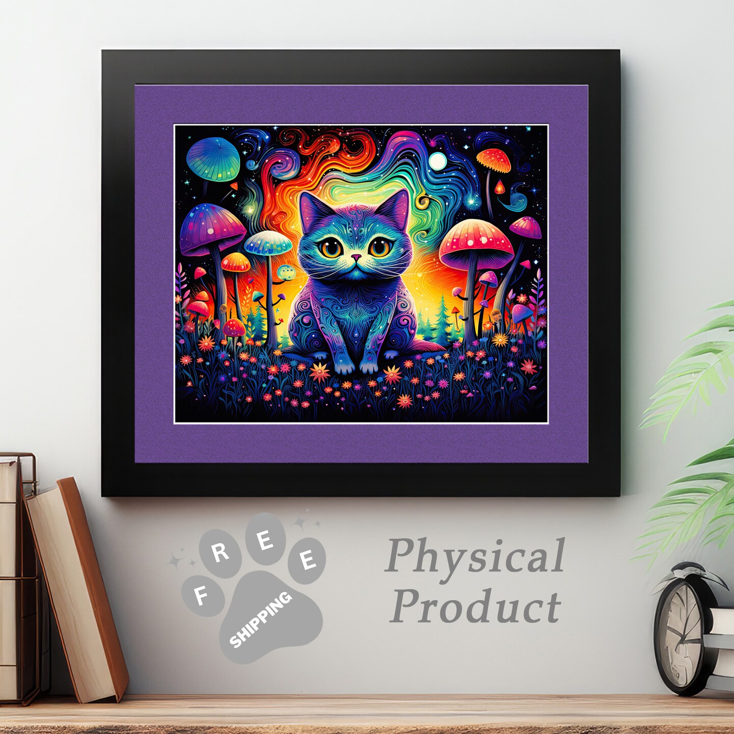 Trippy Mushroom discount Rainbow Cat painting