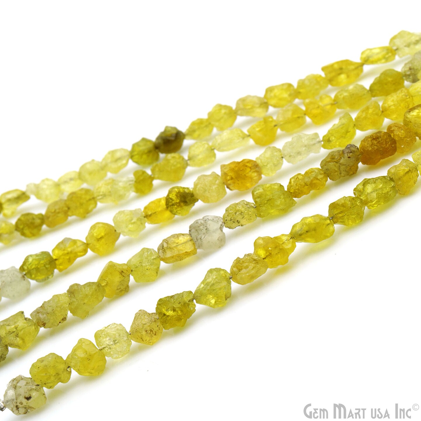 Lemon Topaz Rough Nugget Chunks, Natural Gemstone Beads, Drilled Raw Strands, 7x5mm (Approx), 8 inch, GemMartUSA (DRLT-70052)