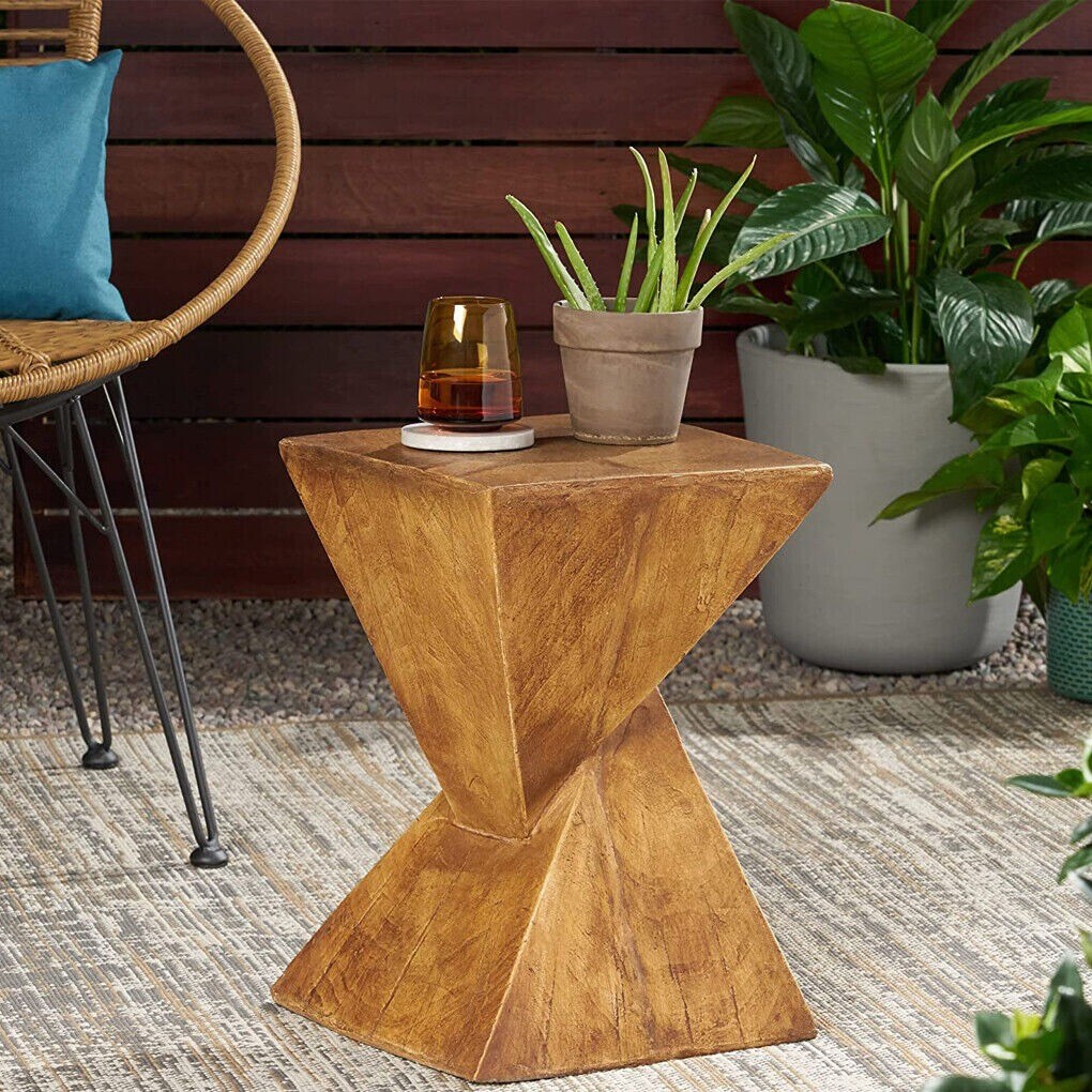 Modern Decorative Concrete Accent Table Heavy Duty Garden Patio Stool Side Table