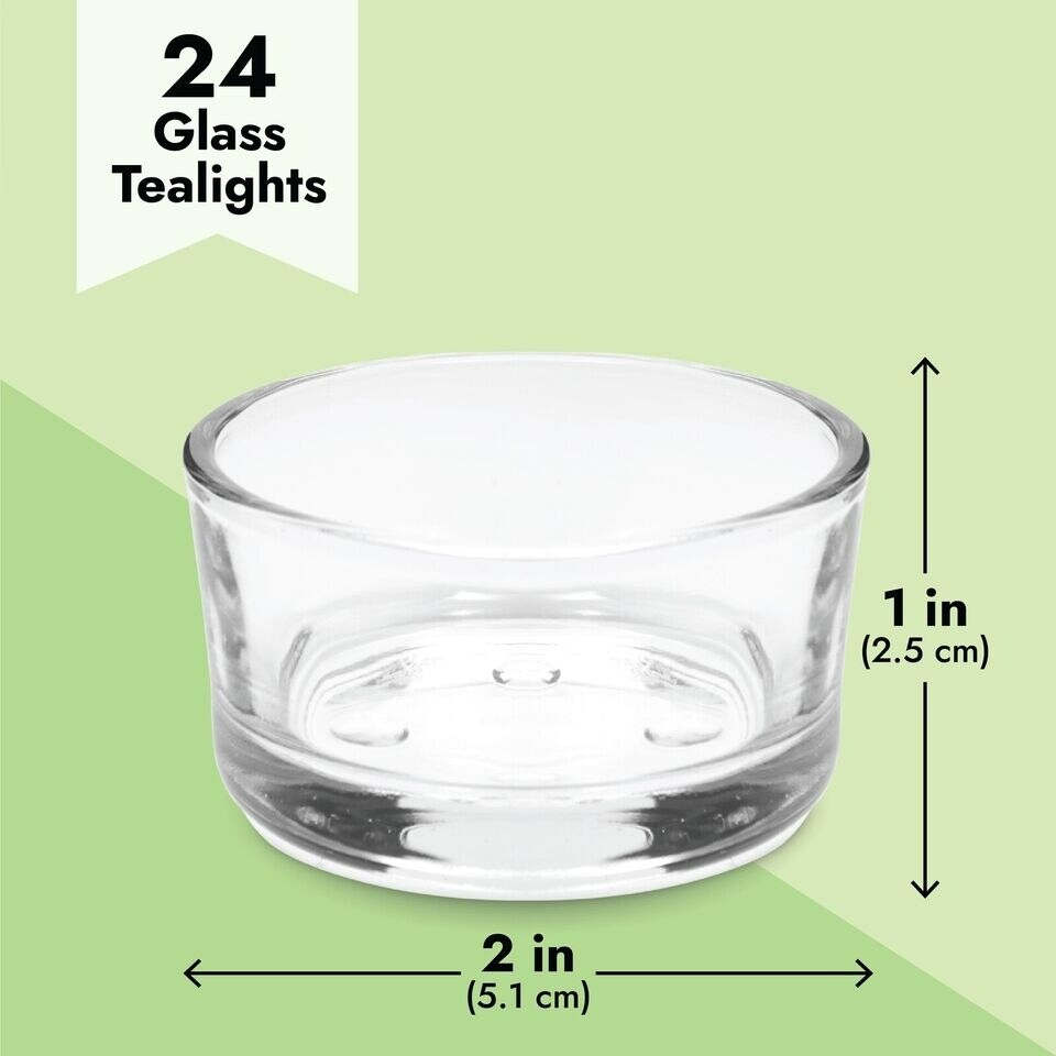 24 Pack Glass Tea Lights Candle Holder for Tables
