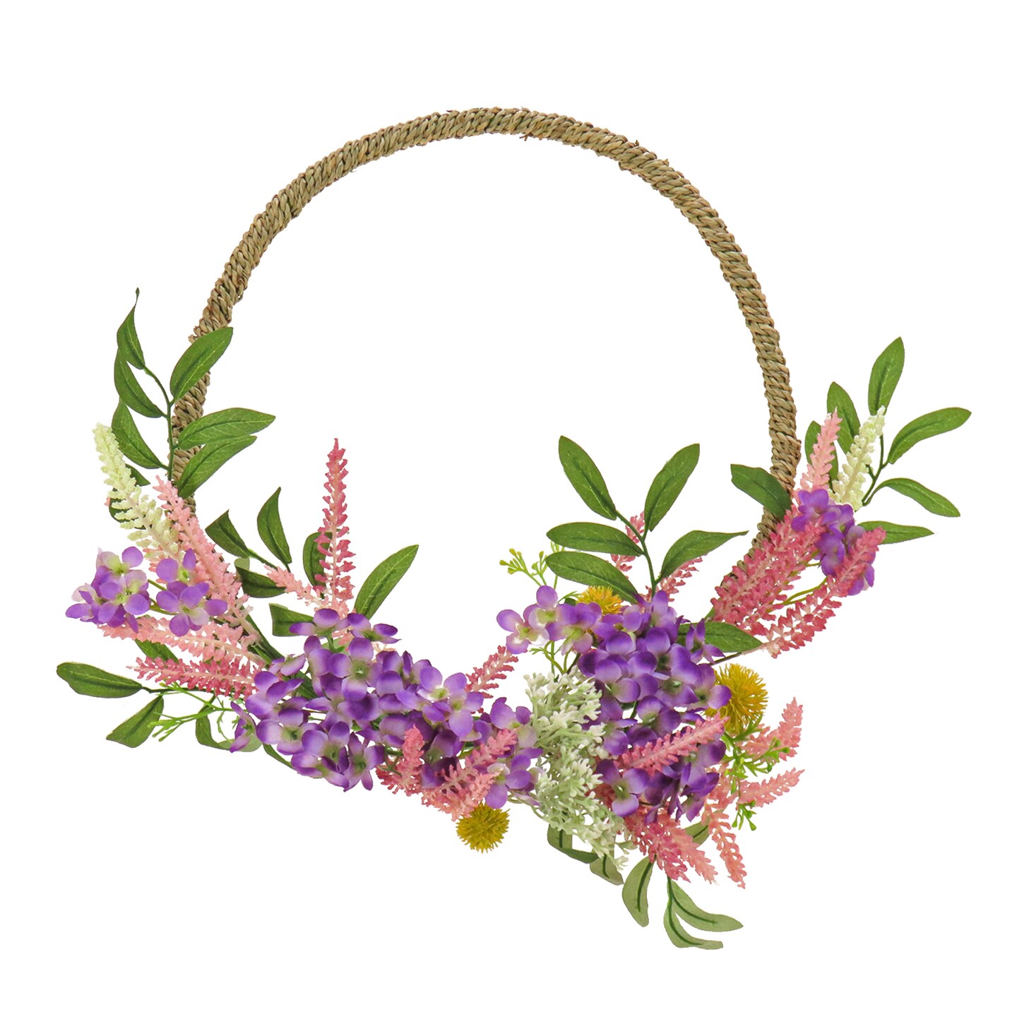 16&#x22; Spring Lavender and Mini Blossoms Hoop Wreath