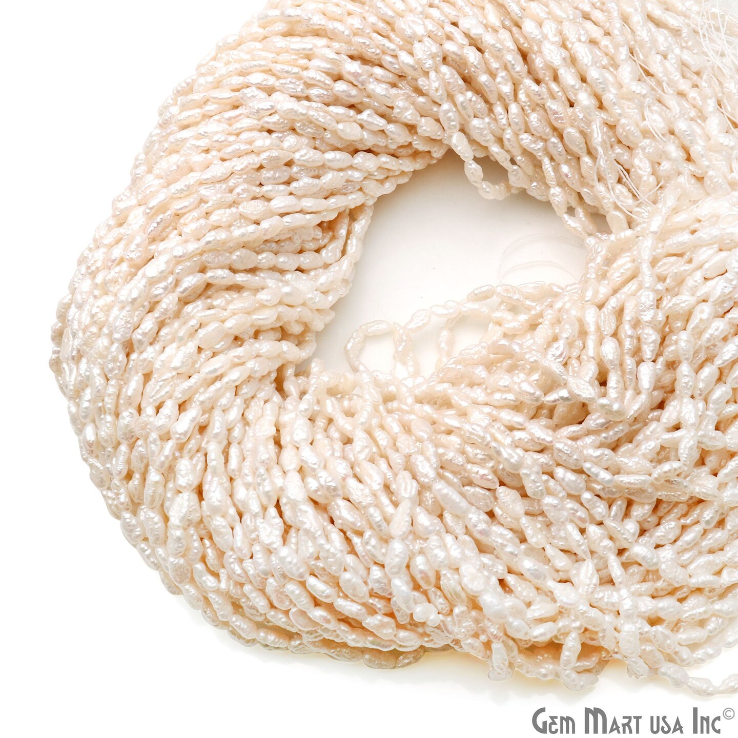 Free Form Pearl Beads, Irregular Smooth Pearl Gemstone Beads, Drilled Pearl Strand, 2-3mm, 16 inch, GemMartUSA (DRPR-70006)