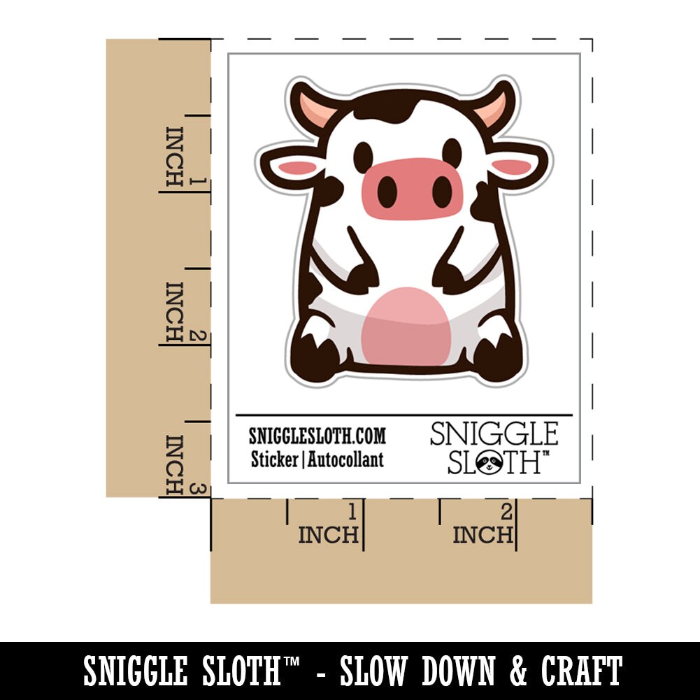 Cute Spotted Cow Sitting Waterproof Vinyl Phone Tablet Laptop Water Bottle Sticker Set - 5 Pack