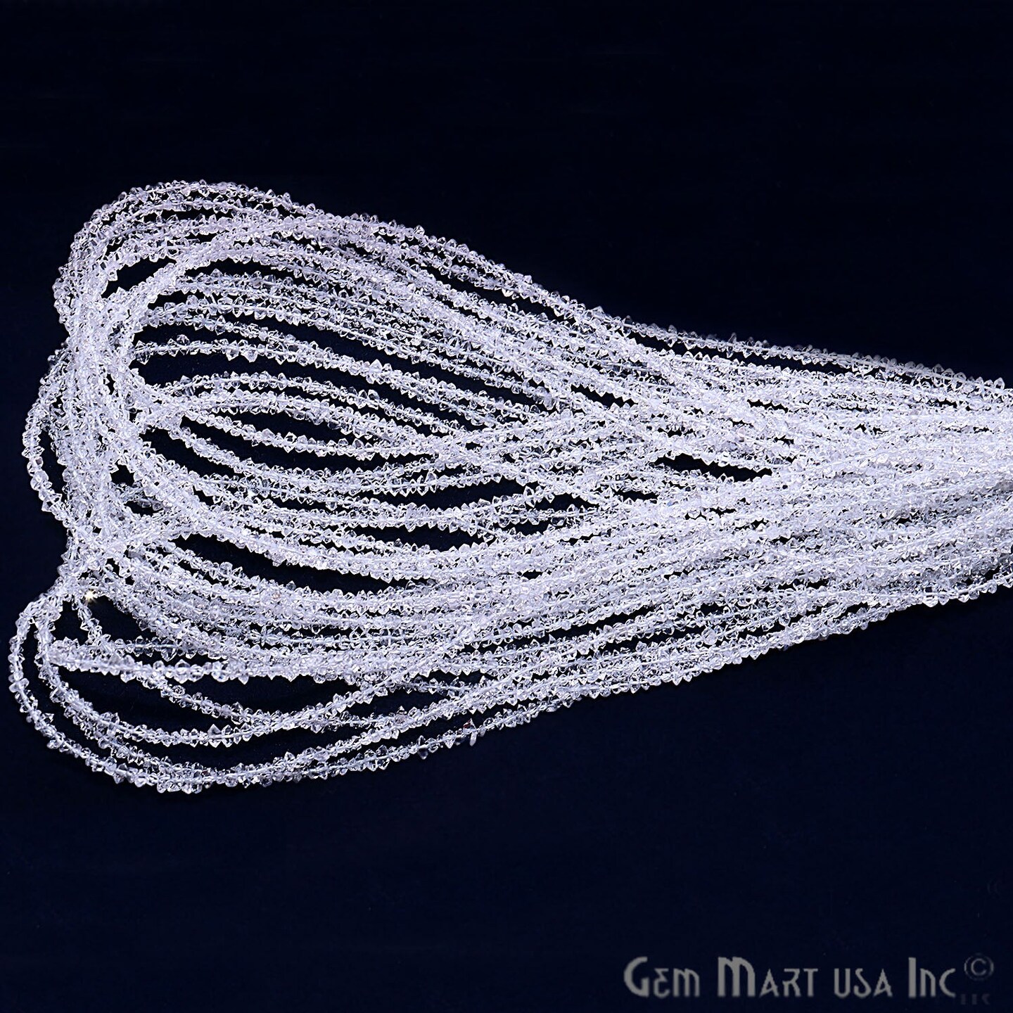 Herkimer Diamond Rough Beads, 12.5 Inch Gemstone Strand, Drilled Strung Briolette Beads, Free Form, 3-4mm, GemMartUSA (DRDH-70002)