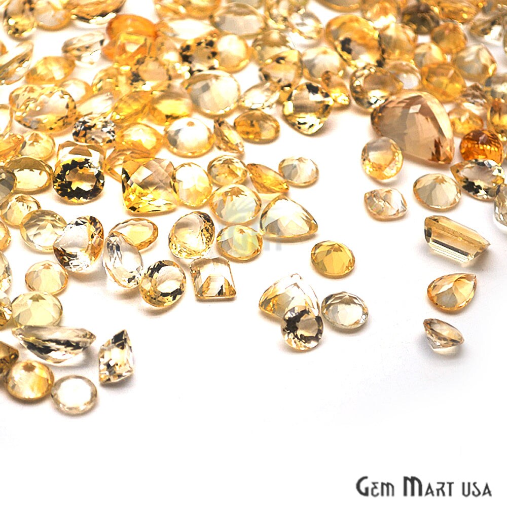 Citrine Gemstone, 100% Natural Faceted Loose Gems, November Birthstone, 10-20mm, 100 Carats, GemMartUSA (CI-60010)