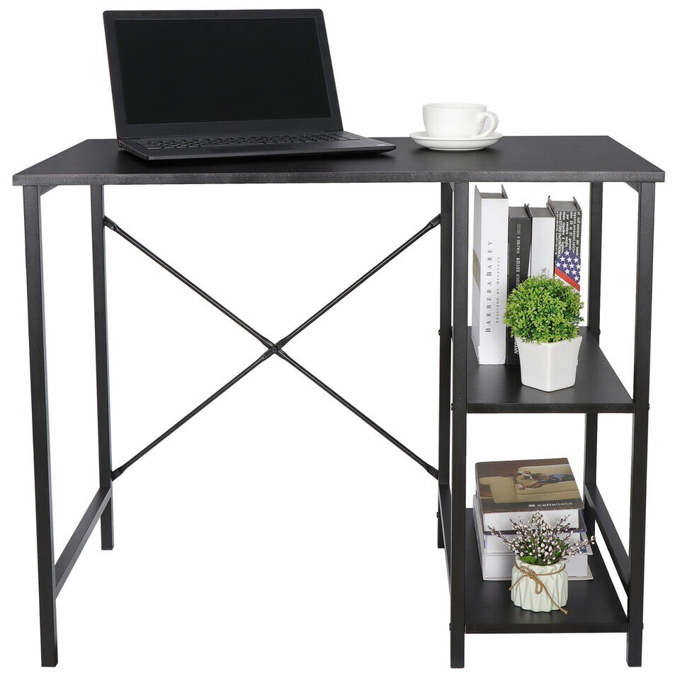 Computer Desk PC Laptop Table Workstation Study Home Office With 2 Tier Shelves
