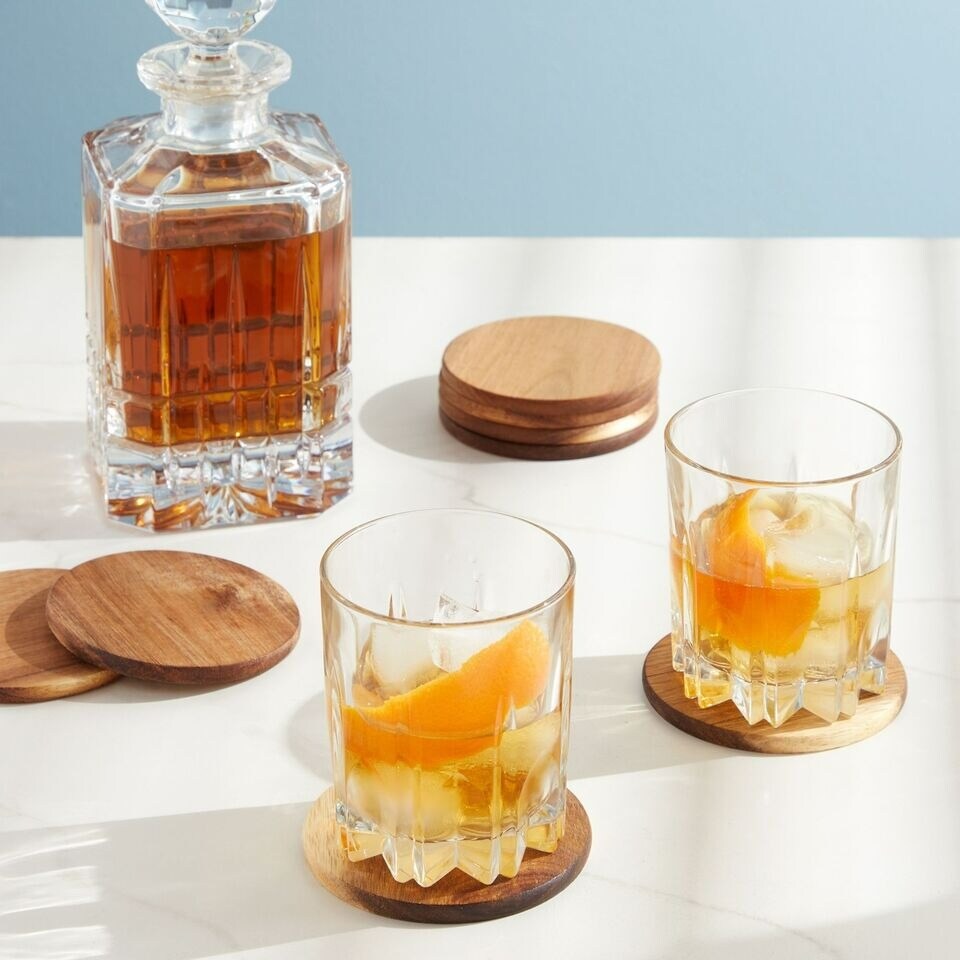 8 Pack Acacia Wood Coasters for Coffee Table