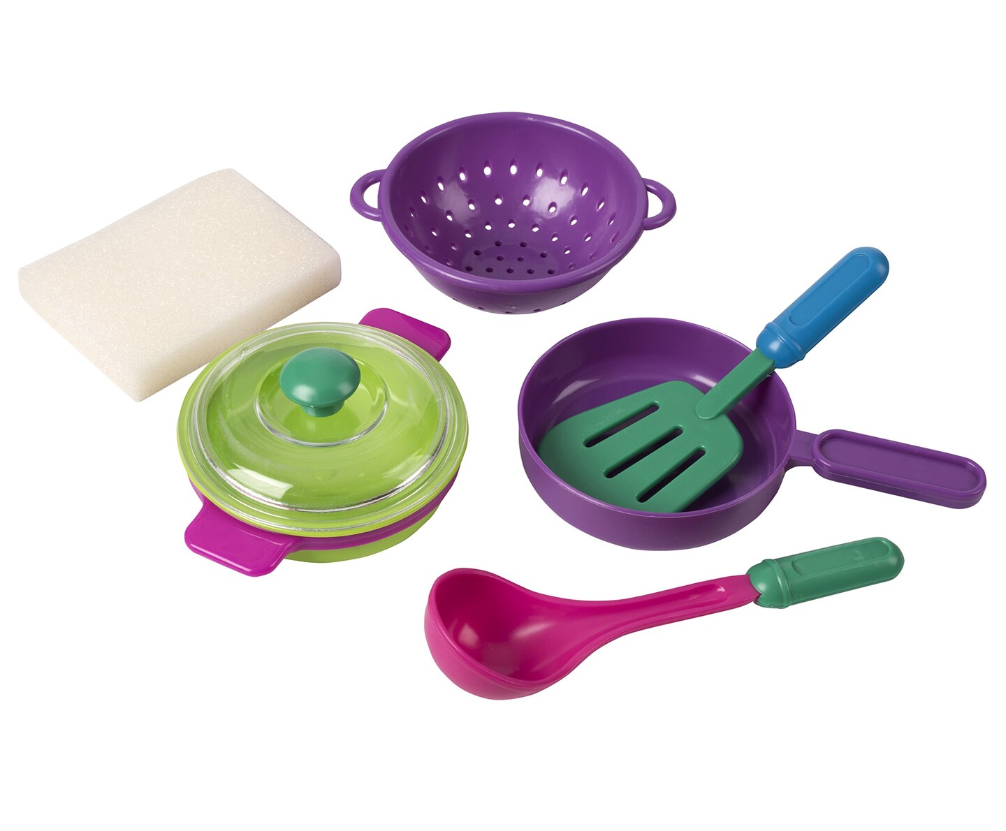 Big Mo&#x27;s Toys Pretend Play Dishes Playset &#x2013; Little Chef Set, Kids Serving Dishes - Play Cups, Cutlery, Ladle, Tableware, Pots and Dish Drainer, Set of 28