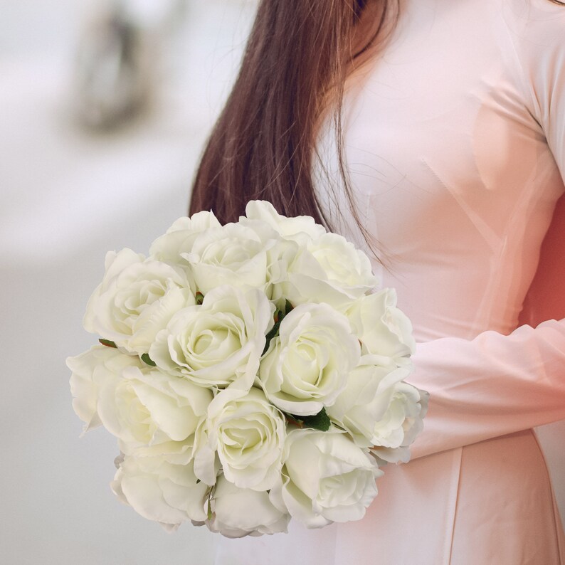 20" White Silk Rose Bud – Elegant Faux Flower for Home & Events