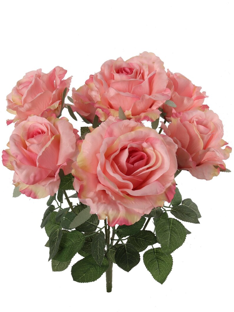 Pink Silk Rose Bush - Lifelike Artificial Bouquet for Home Décor & Floral Arrangements - Year-Round Beauty, Floral Home by Artificial Flowers