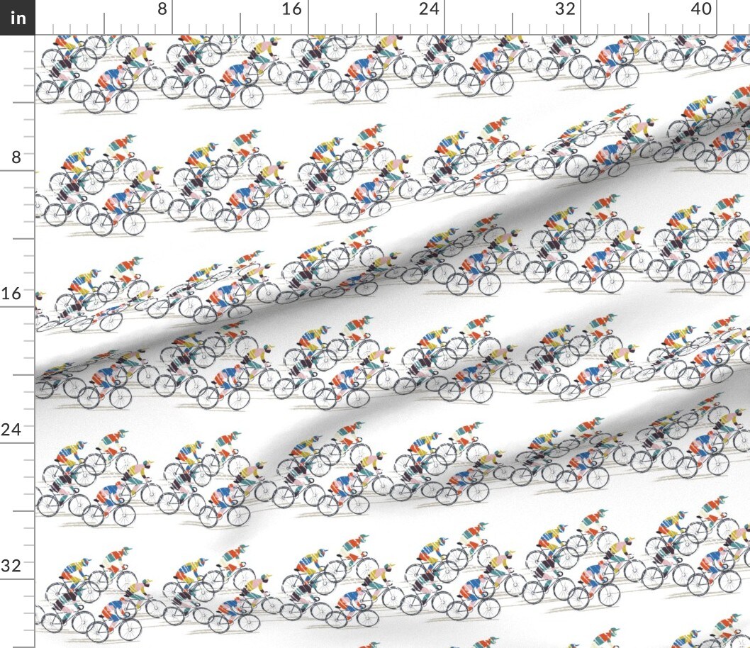 Multicolored Bike Racing Bicycle Cycling Black Sports Exercise White Custom Printed Fabric by Spoonflower Various Fabrics by the Yard or Fat Quarter