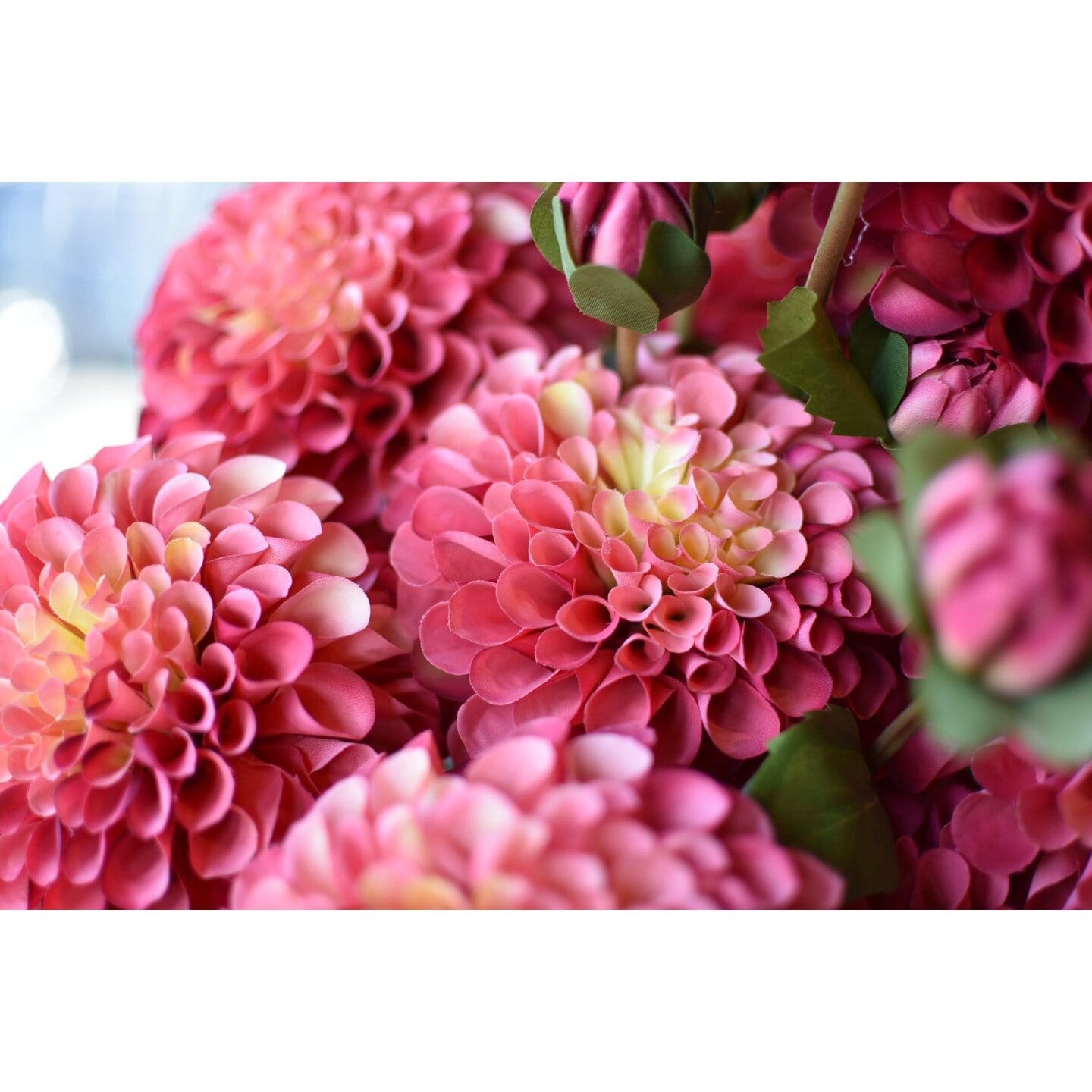 31&#x22; Faux Dahlia Stem Two Tone Rose