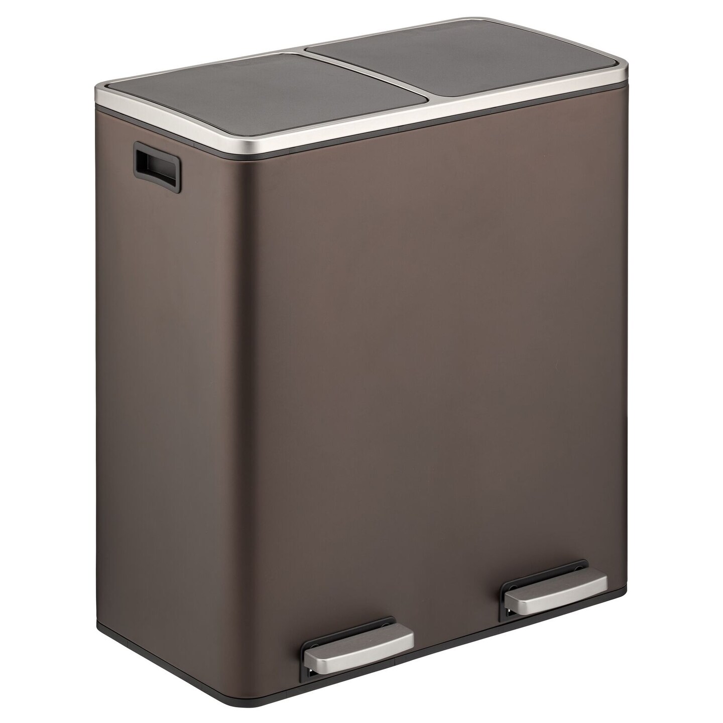 mDesign Metal Steel 60-Liter Large Dual Compartment Step Trash Can