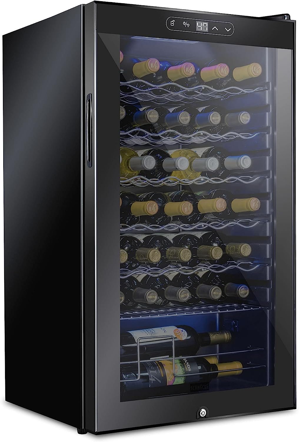 Schmecke 34-Bottle Wine Fridge, Freestanding Wine Refrigerator, Small Wine Cooler