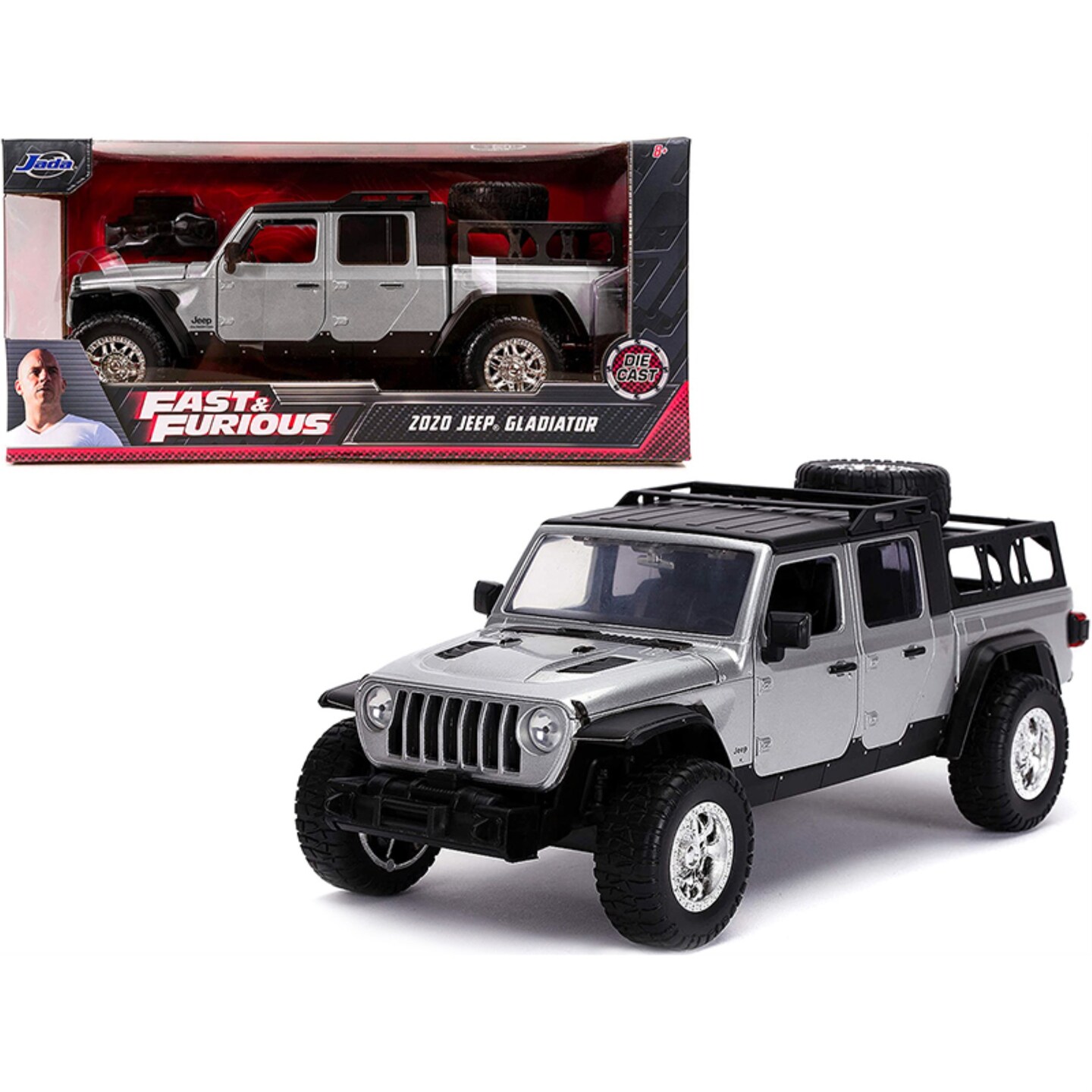 2020 Jeep Gladiator Pickup Truck Silver With Black Top "Fast & Furious" Series 1/24 Diecast Model Car By Jada