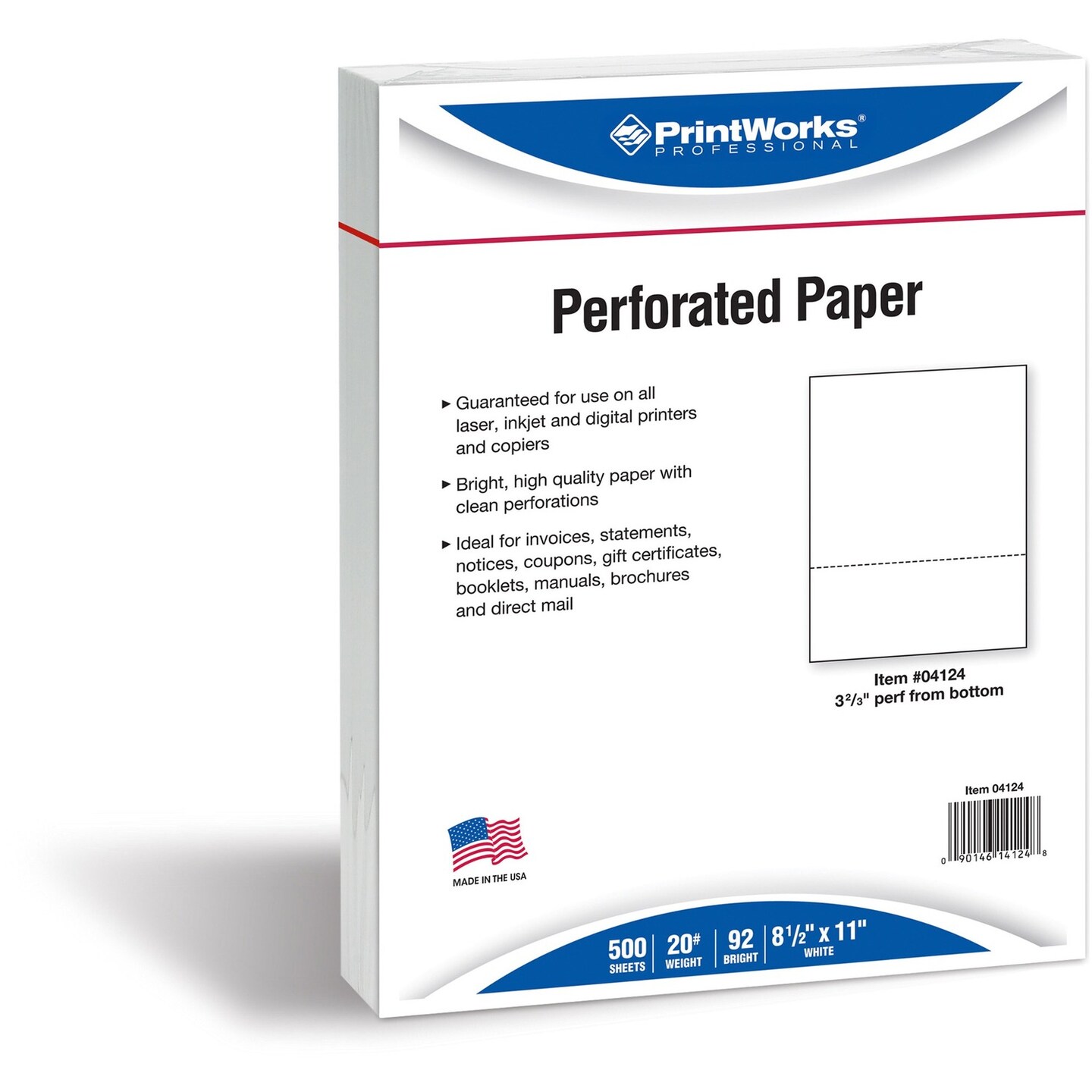 Paris Business Forms Perforated Copy Paper 8 1/2x11 White 20 LB One Ream