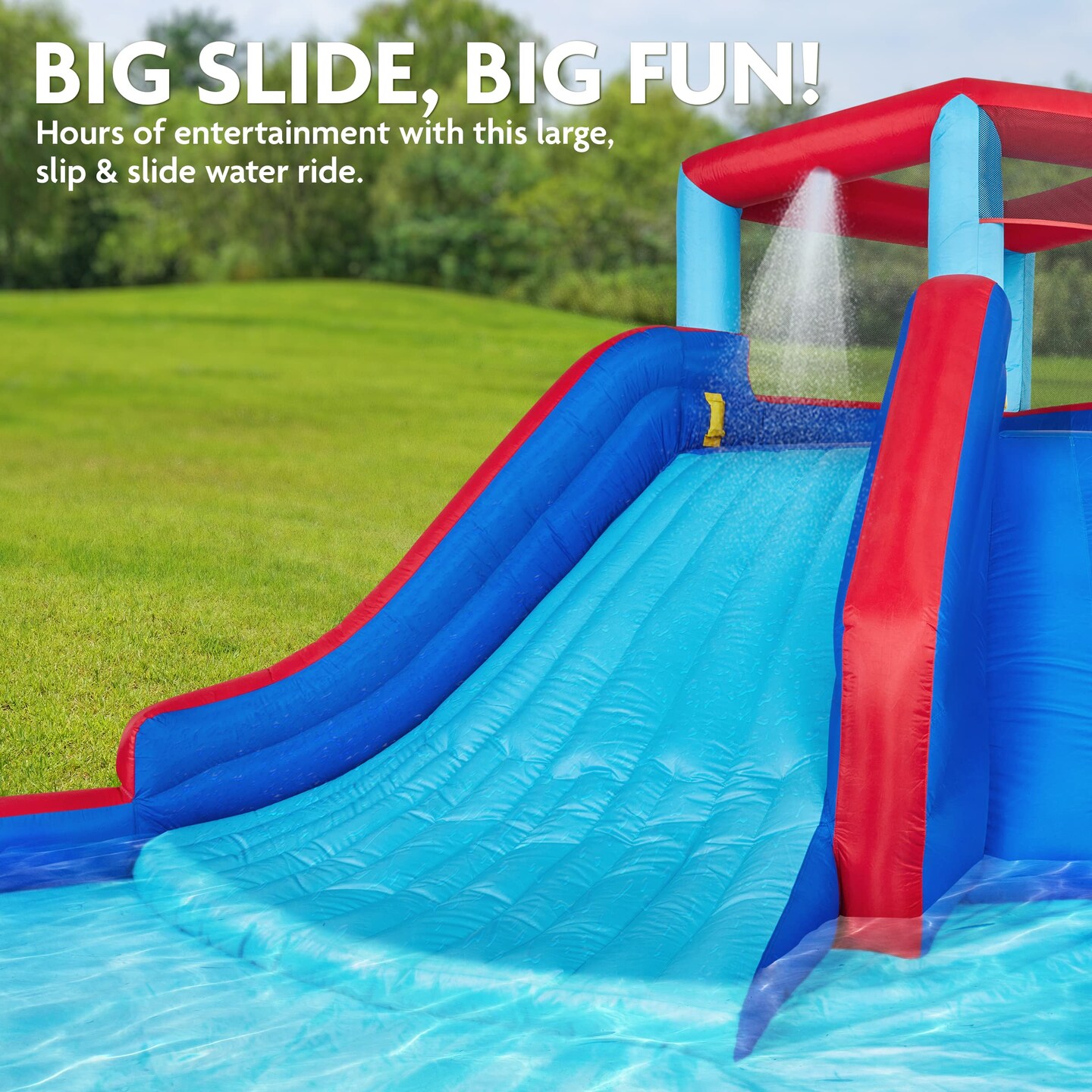 Sunny & Fun Inflatable Water Slide, Waterslide for Kids Backyard with Air Pump & Carrying Case