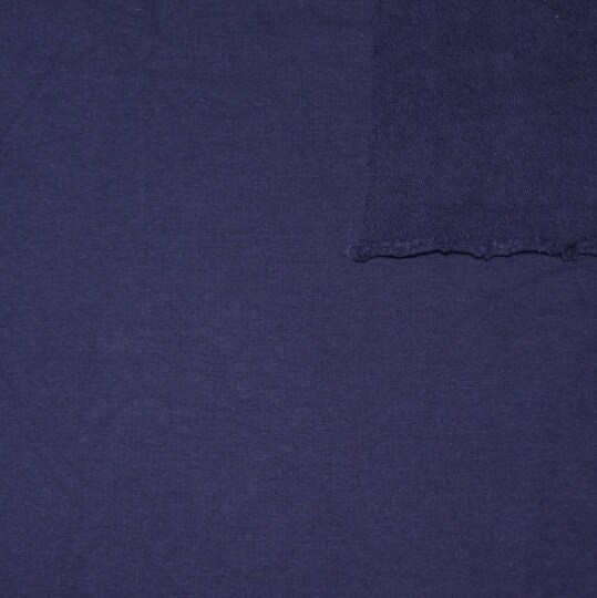 Solid New Navy Blue 4 Way Stretch French Terry Knit Fabric With Spandex