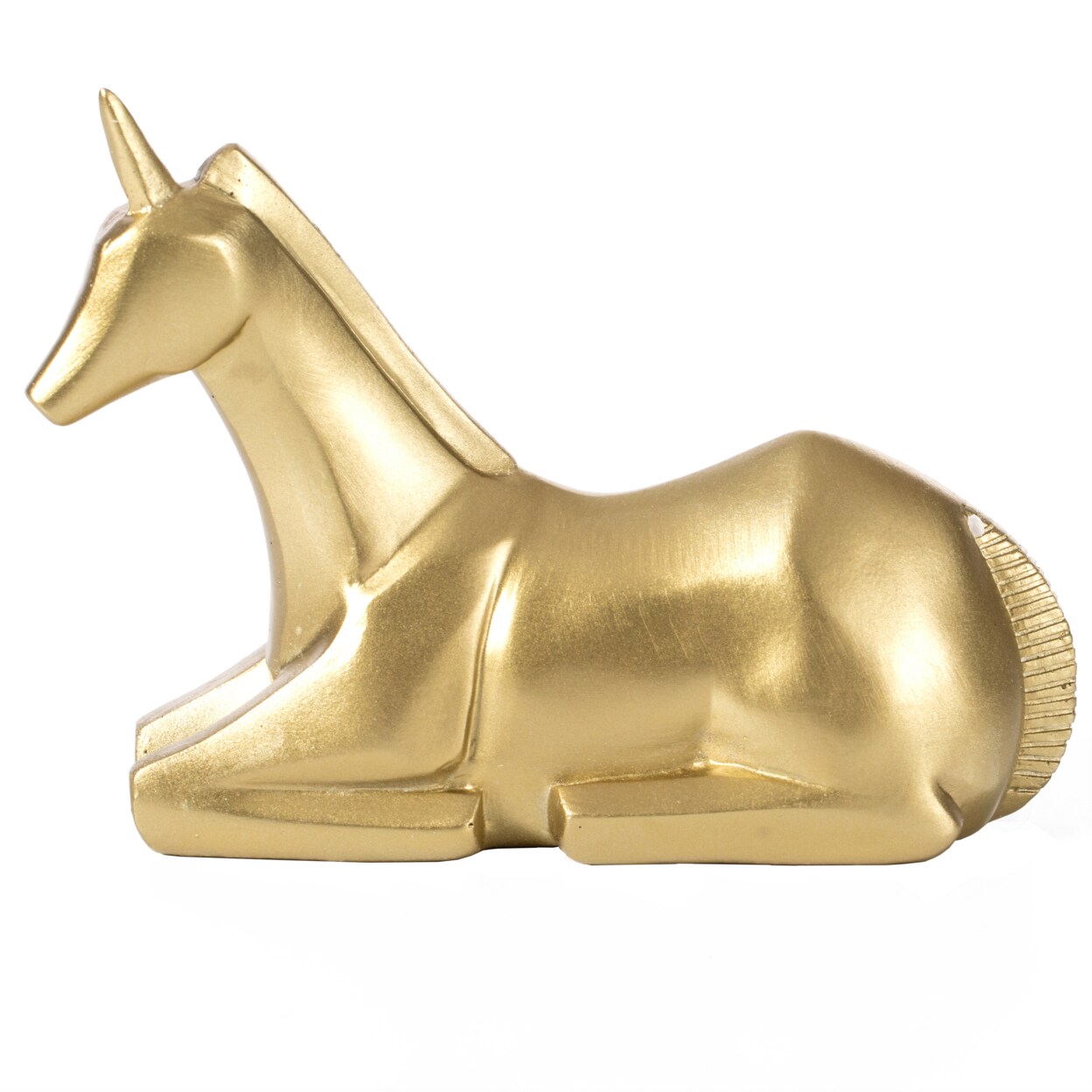 Fabulaxe Decorative Gold Modern Geometric Unicorn Sculpture Figurine Sitting Unicorn Statue Ring Holder