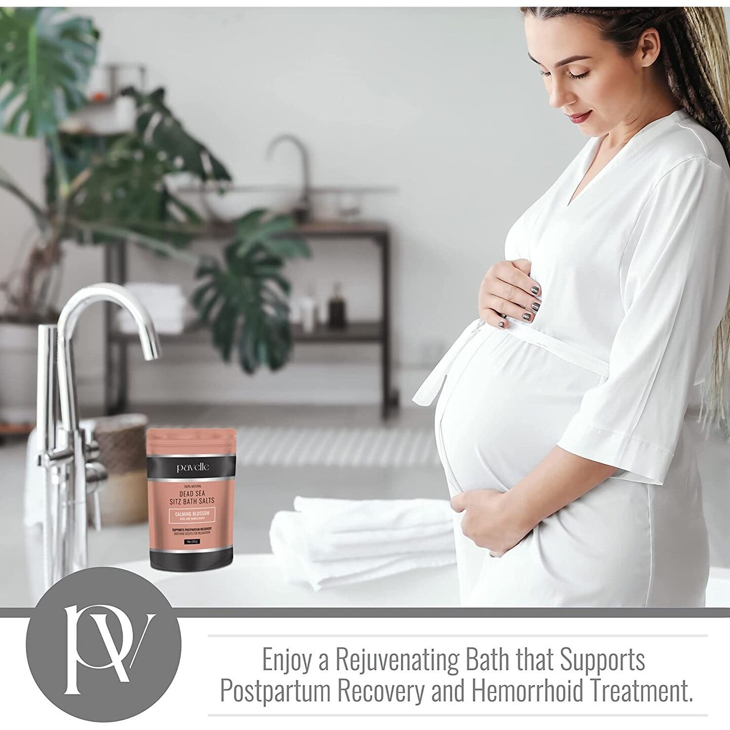 Pavelle Dead Sea Sitz Bath Salts, Sitz Bath Soak for PostPartum Pain Relief, 14 oz (397g)