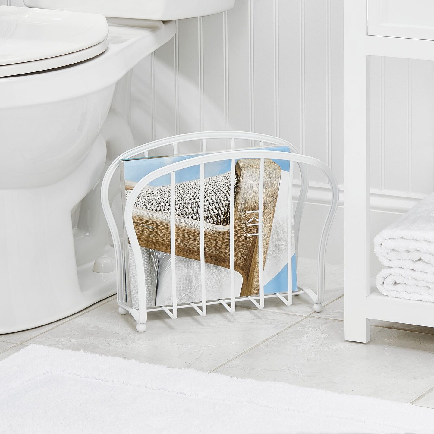 mDesign Metal Standing Rack Magazine Holder for Bathroom