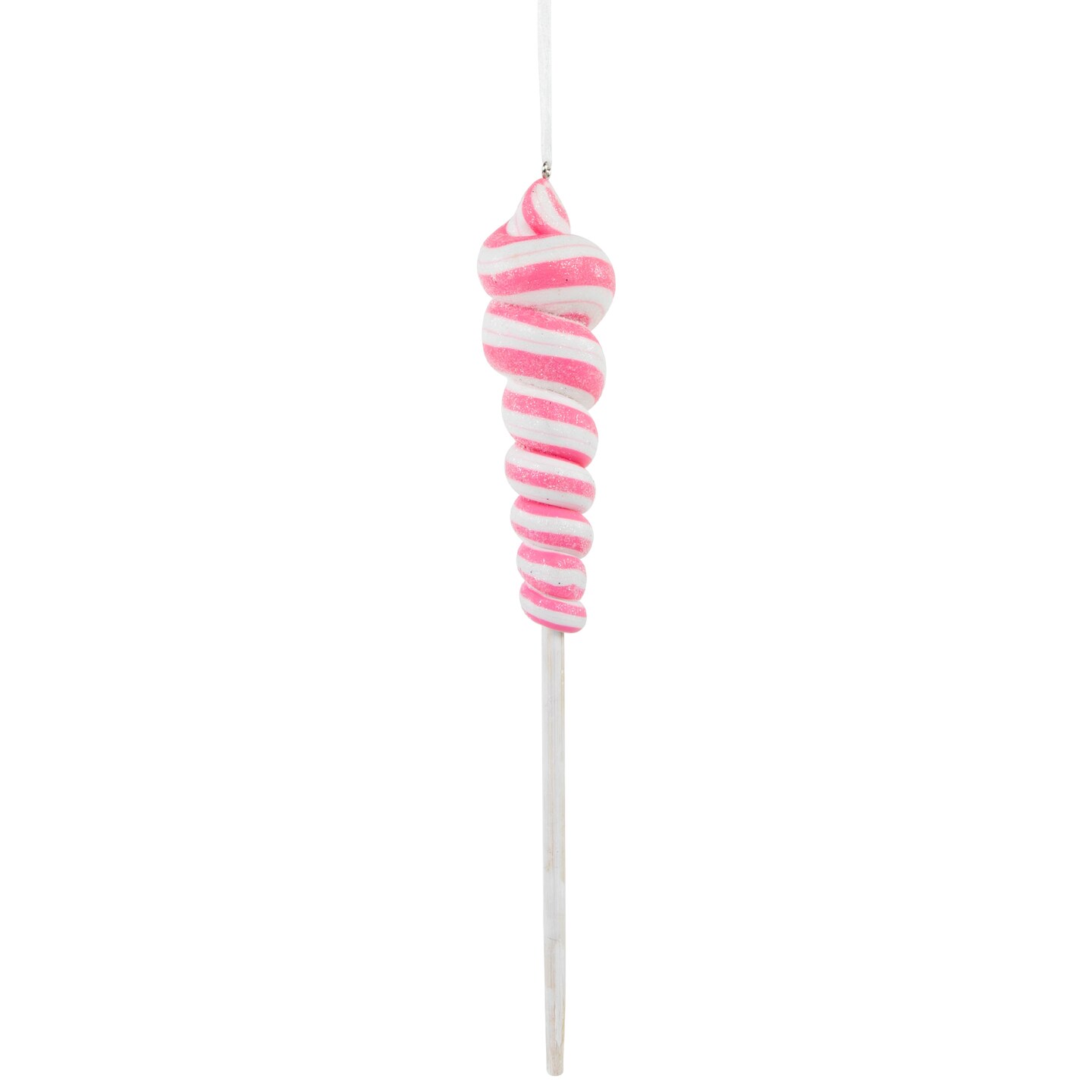 Northlight 7.5&#x22; Pink and White Glittered Twist Lollipop Christmas Ornament