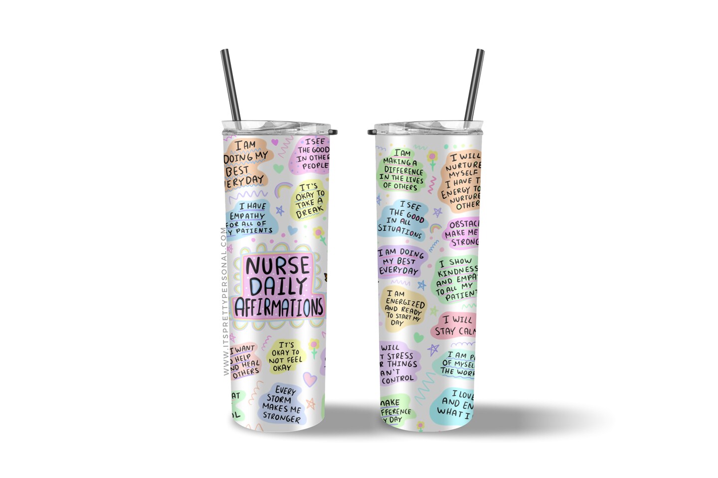 #373 CLEAR- 20oz - Nurse Affirmations 9.4" x 8" Pattern Vinyl Wrap