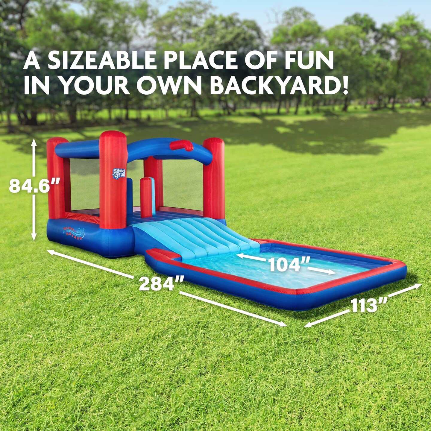 Sunny &#x26; Fun Inflatable Kids Backyard Water Slide Park &#x26; Bounce House