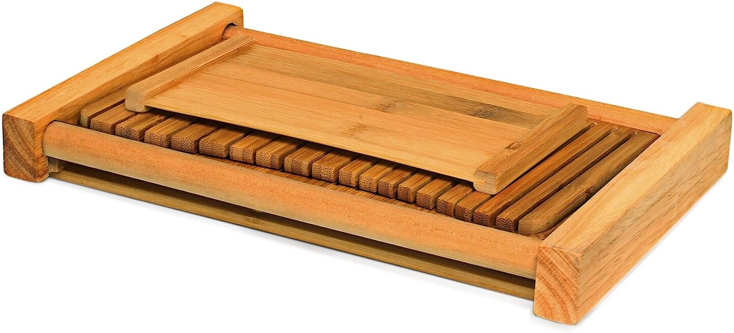 Dbtech Wood Bread Slicer for Homemade Bread, Compact & Foldable Bread Slice Guide