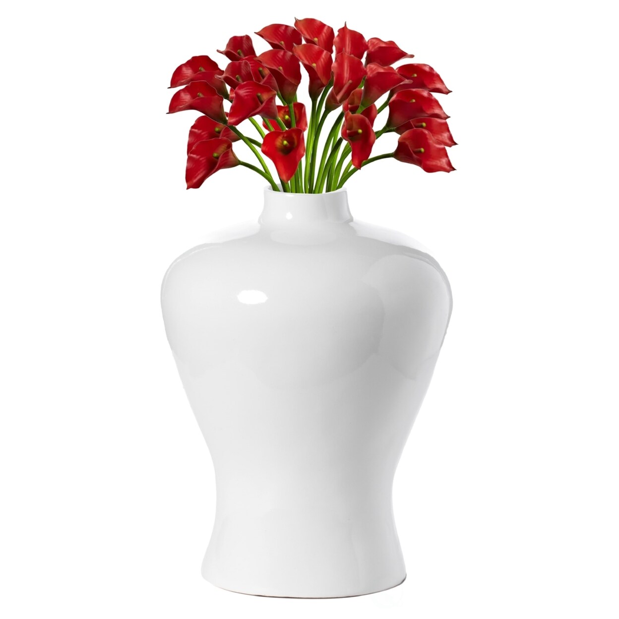 Uniquewise Modern White Large Tabletop Centerpiece Flower Vase ,17.75