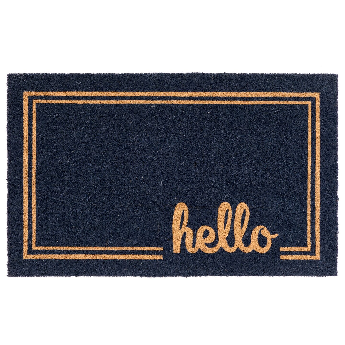 mDesign Entryway Doormat with Natural Fibers Decorative Script